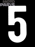 Number sticker No.5, FIM-Style, white, height 15cm