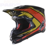 Шлем ALPINESTARS SM10 Carbon Meta2, чёрный/жёлтый/оранжевый, размер L