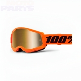 Goggles 100% Strata2, neon orange, with gold mirror lens