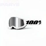 Goggles 100% Strata2, white, with silver mirror lens