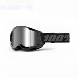 Goggles 100% Strata2, black, with silver mirror lens
